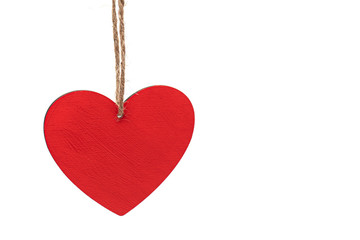 Wooden Heart with Rope isolated on white Background