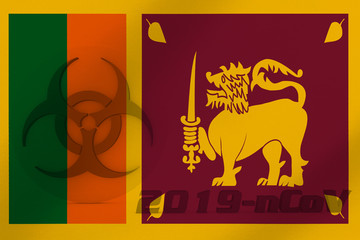 3D ILLUSTRATION VIRUS, BIOHAZARD SYMBOL CORONAVIRUS WITH Sri Lanka FLAG, Flu coronavirus floating, micro view, pandemic virus infection, asian flu.