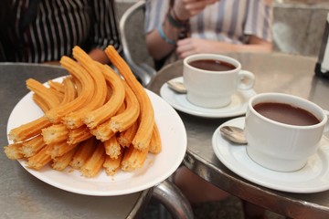 cup of coffee and churros