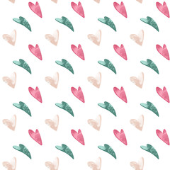 Obraz na płótnie Canvas Digital art cute texture seamless pattern of elegant hearts on a white background. Print for invitations, cards, banners, posters, fabrics, wrapping paper, beauty business, web.