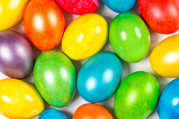 Multi colored easter eggs.