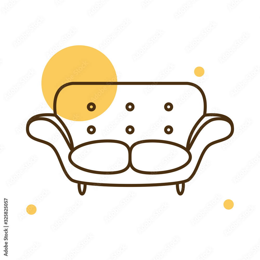 Poster isolated chair block and line style icon vector design