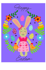 Vector spring pattern and greeting card - happy easter