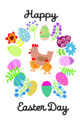 Vector spring pattern and greeting card - happy easter