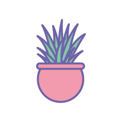 Isolated plant inside pot line and fill style icon vector design