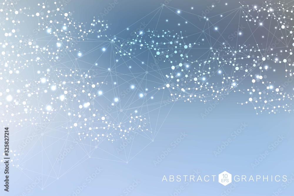 Aufkleber geometric abstract background with connected line and dots. structure molecule and communication. bi