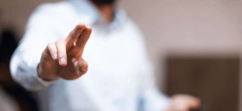 business man touching in screen