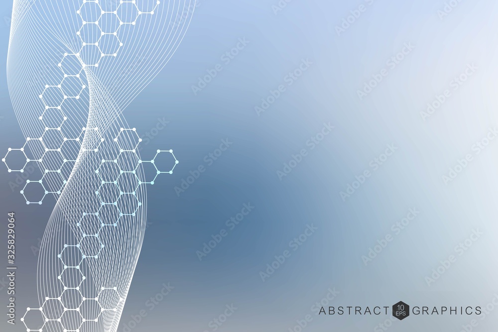 Wall mural structure molecule and communication. dna, atom, neurons. scientific concept for your design. connec