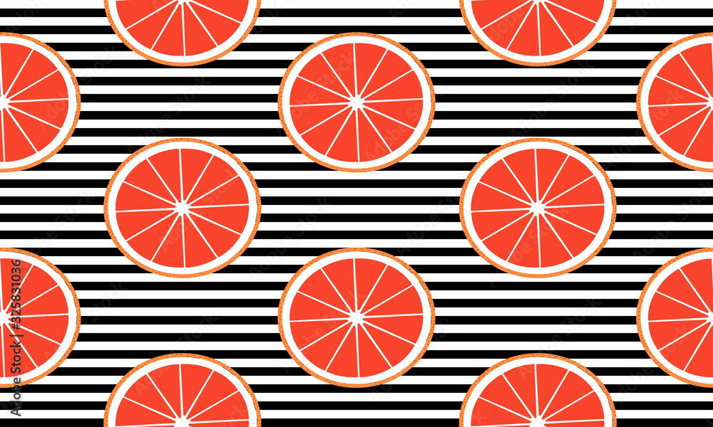 Aufkleber seamless background with slices red grapefruit. vector fruit design for pattern or template.