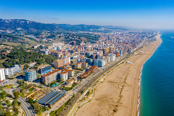 Fototapeta premium Drone picture over the Costa Brava coastal, small village Calella, Spain