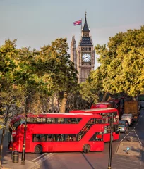 Foto op Canvas Big Ben with red buses in London, England, UK © Tomas Marek