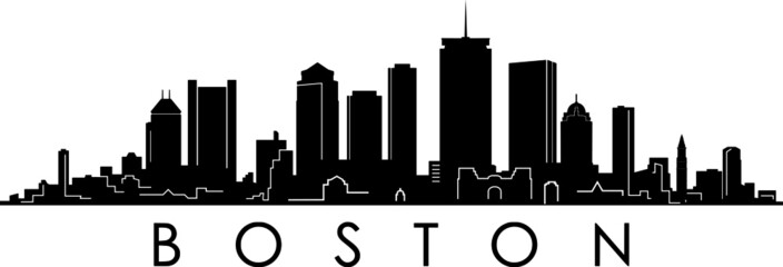 Obraz premium Boston City Skyline Outline Silhouette Vector