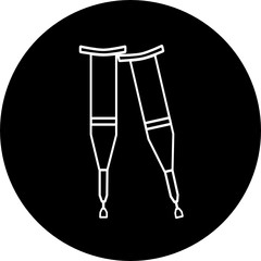 Crutch in black circle icon. Axillary crutch icon. Medical tool for people with disabilities and help after injury. Sign for web page, mobile app, button, logo. Crutches Editable icon