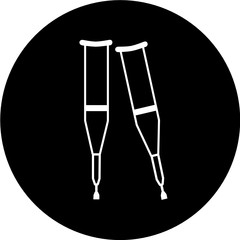 Crutch in black circle icon. Axillary crutch icon. Medical tool for people with disabilities and help after injury. Sign for web page, mobile app, button, logo. Crutches Editable icon