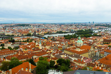Fototapeta na wymiar arerial view of the roofs of Prague old town