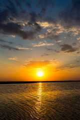 sunset sky over lake