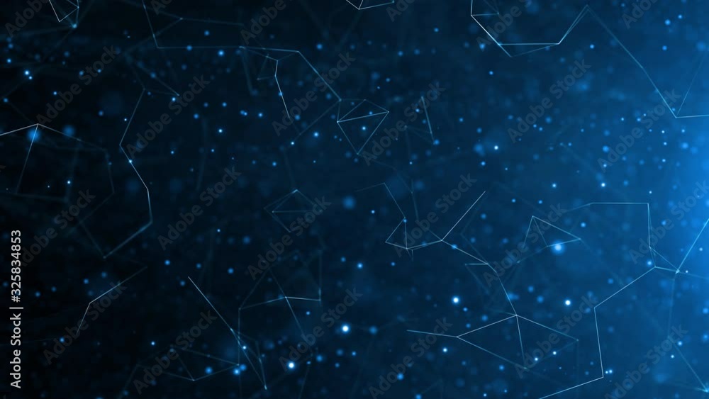 Poster abstract dark blue animation with lines and blurry dots motion. concept technology background.