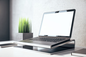 Fototapeta premium Laptop in contemporary designer workplace