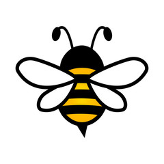 Lovely simple design of a yellow and black bee on a white background