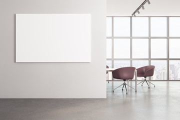 Contemporary meeting room interior with blank banner