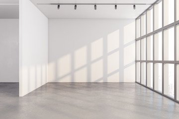 Modern interior with copy space on white wall
