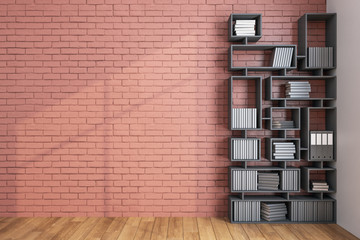 Contemporary loft library with bookcase