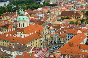 arerial view of the roofs of Prague old town