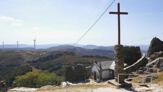 Sao Macario Sanctuary landscape view in Arouca Serra da Freita, Portugal