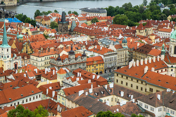 Fototapeta na wymiar arerial view of the roofs of Prague old town