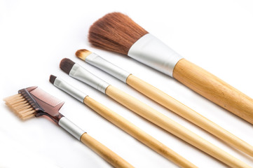 Fototapeta premium professional Plastic and wood make up brush set 