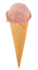 ice cream sundae in the cone on white background with clipping path