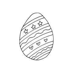 Hand drawn easter eggs with decoration. Doodle vector illustration in cute zenart style. Element for greeting cards, posters, stickers and seasonal design. Isolated on white background