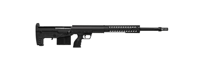 Modern bolt carbine isolated on white background. Weapons for hunting, sports and self-defense.