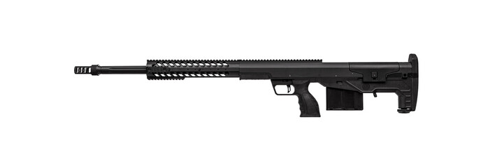 Modern bolt carbine isolated on white background. Weapons for hunting, sports and self-defense.