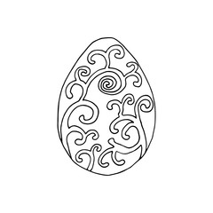 Hand drawn easter eggs with decoration. Doodle vector illustration in cute zenart style. Element for greeting cards, posters, stickers and seasonal design. Isolated on white background