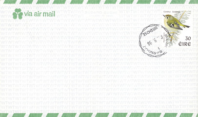 Luftpost airmail Umschlag envelope air mail Irland Ireland Eire vintage retro Vogel bird Goldcrest...