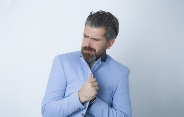 The business bearded man feeling the cold.