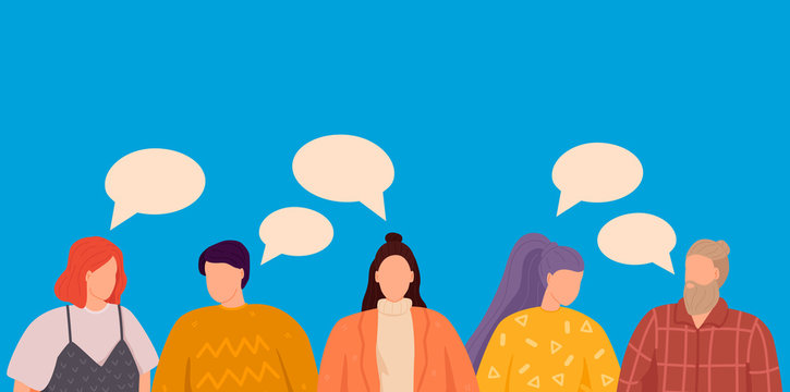 Group of people discuss social media news