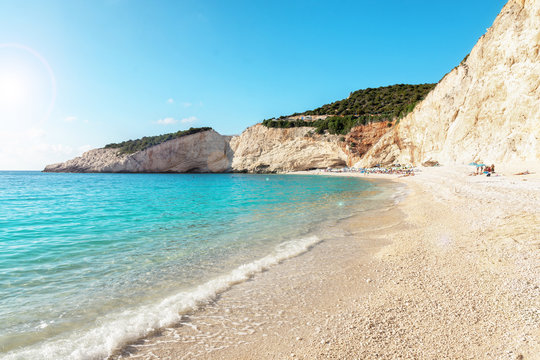 Panorama of Porto Katsiki beach, white beach in greece, best beach in Lefkada