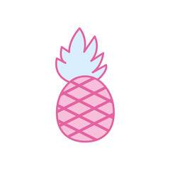 Isolated pineapple fruit neon line and fill style icon vector design