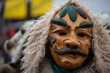 Closeup Portrait of a masked person on a carnival parade