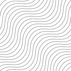 Vector decorative seamless outline pattern. Striped endless wave texture. White repeatable minimalistic background with black wavy lines