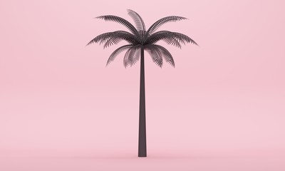 Fototapeta na wymiar Black palm tree on a pink background. 3d rendering