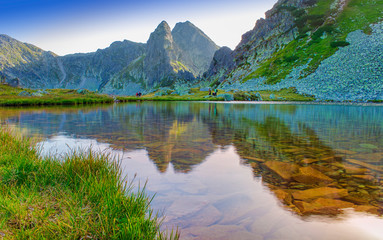 mountain lake in Retezat National Park, Romania.