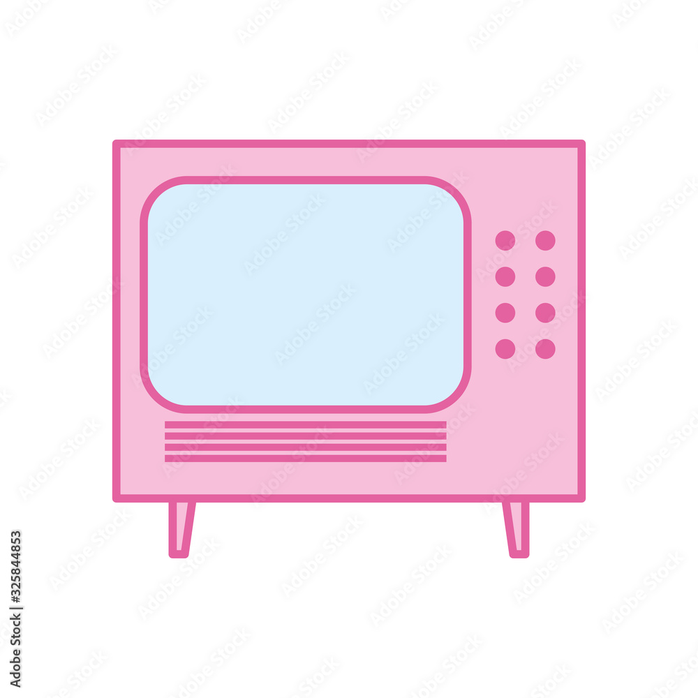 Poster isolated retro tv neon line and fill style icon vector design