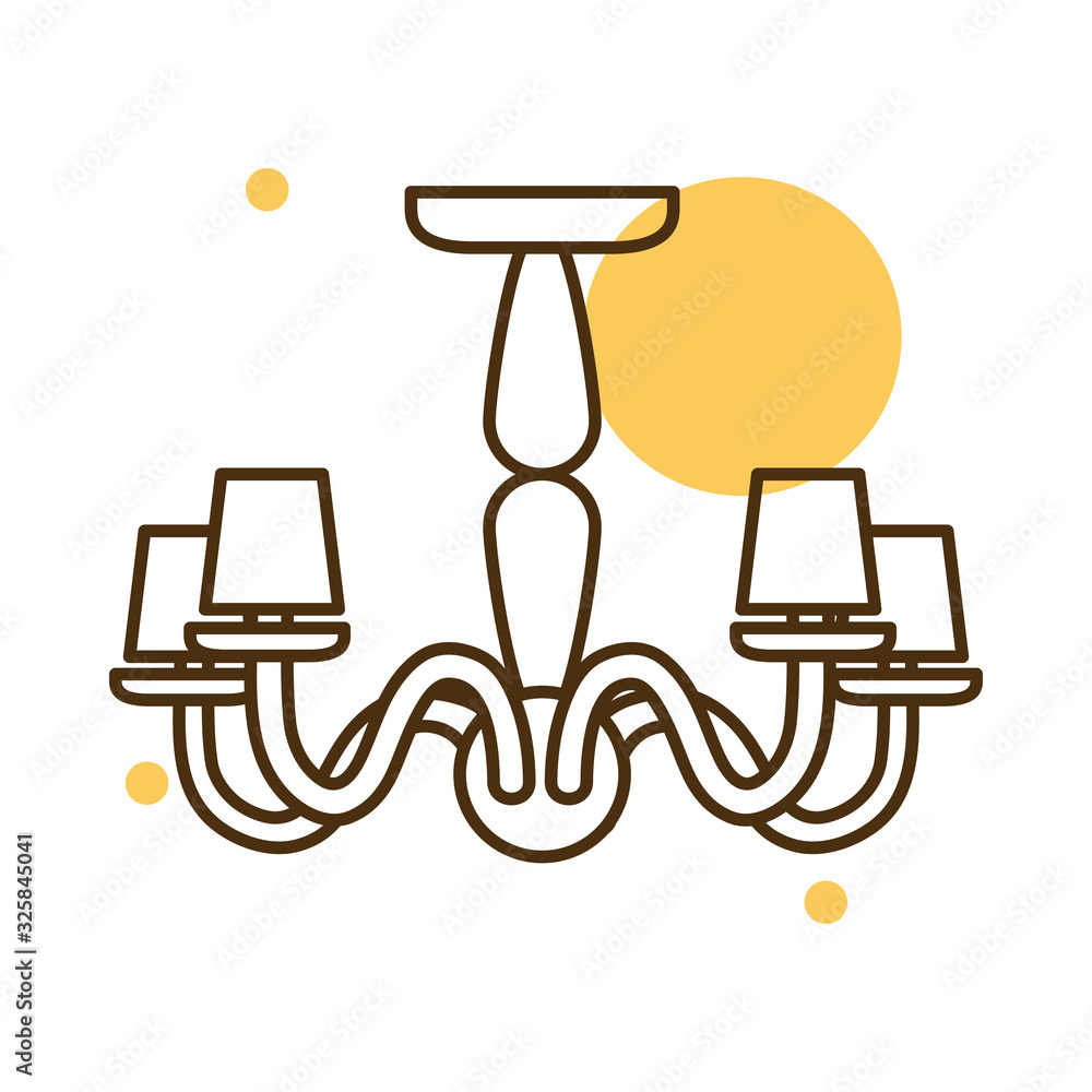 Poster isolated home lamp block and line style icon vector design
