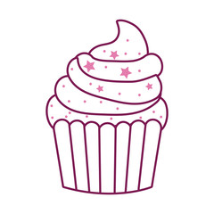 Isolated cupcake dessert half line half color style icon vector design