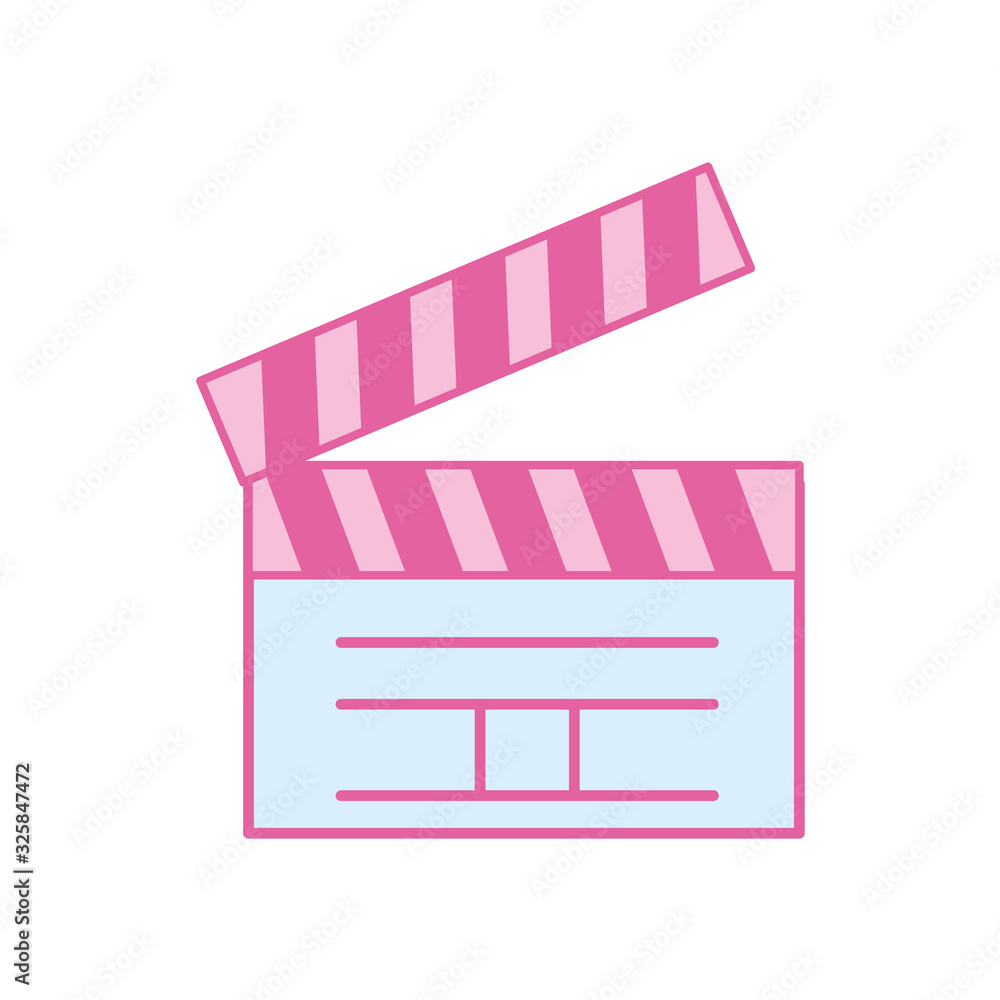 Poster isolated movie clapboard neon line and fill style icon vector design