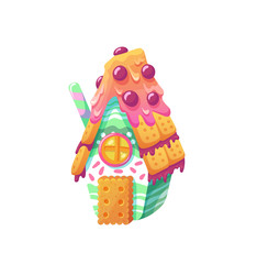 Candy house of cake and cookies.