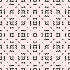 Vector seamless texture, abstract minimalist geometric pattern with simple figures, rounded shapes, diagonal lines, squares. Monochrome background, repeat tiles. Design element for prints, decor, web